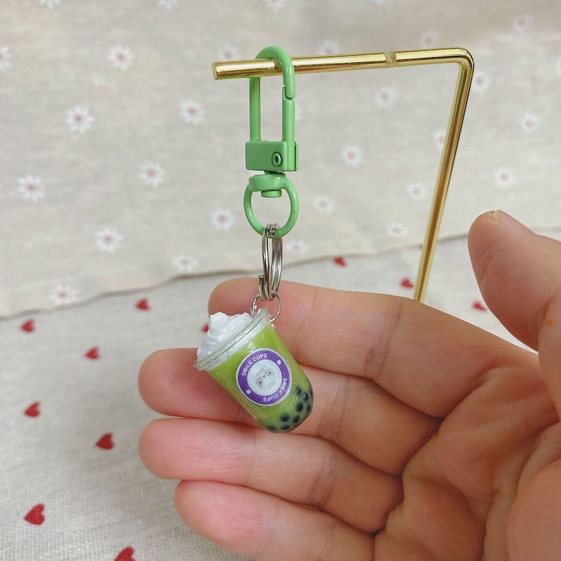Matcha milk tea | Boba Bubble Tea | Mini Drink Keychain