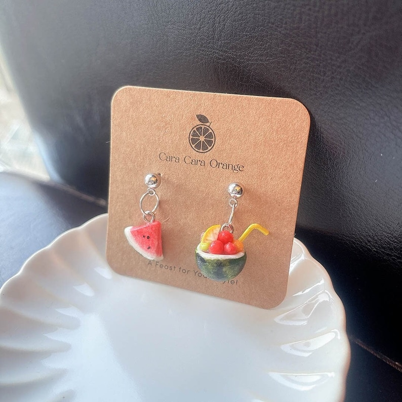 Watermelon Dangle Earrings / Fruit Earrings