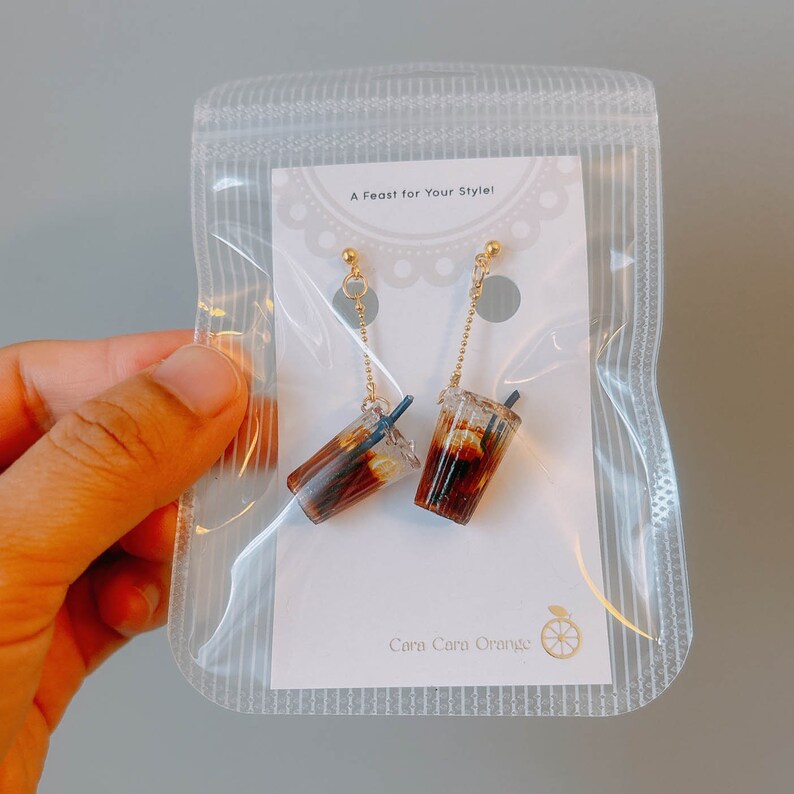 Lemon Tea Cup Earrings: Handmade UV Resin Drink Accessories