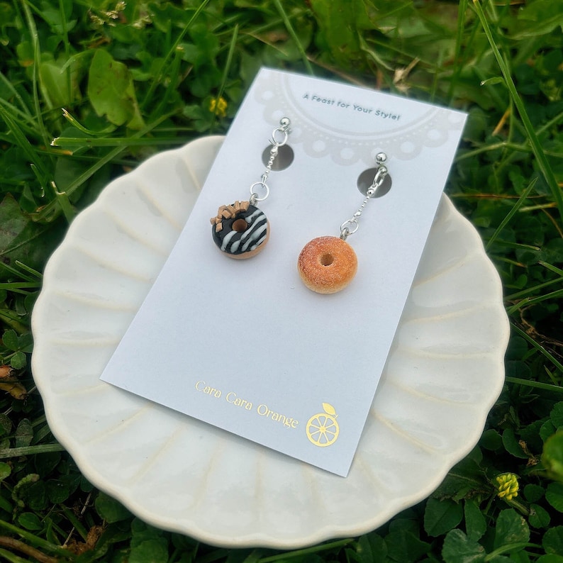 Handmade Donut Earrings: Air Dry Clay Dessert Jewelry