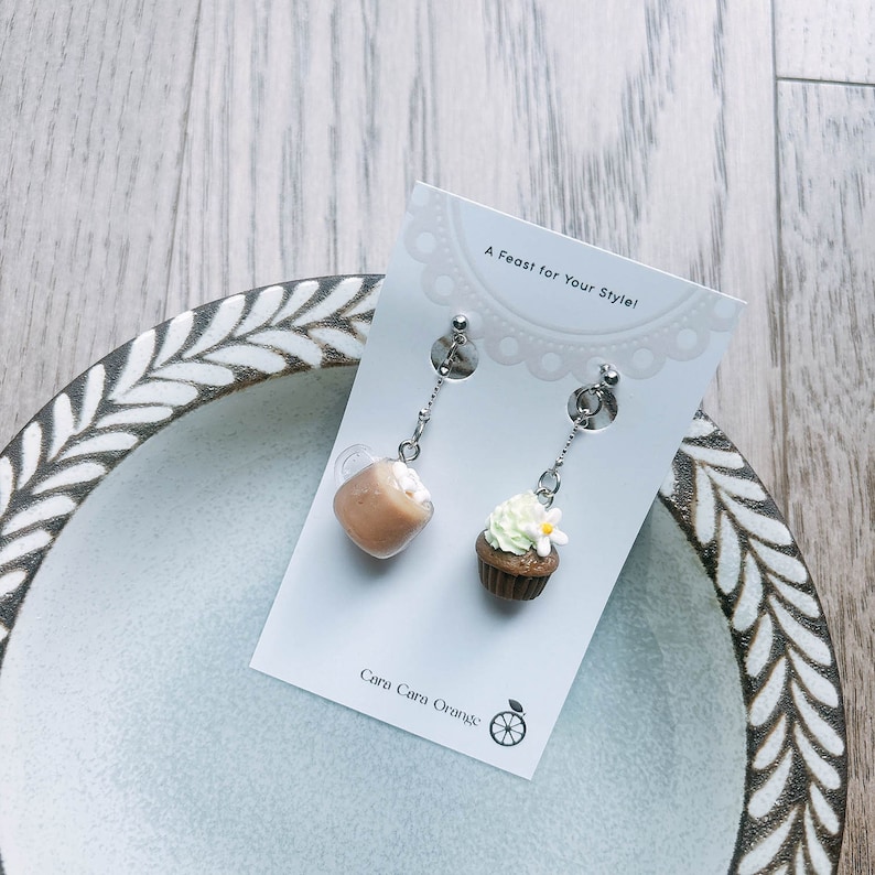 Handmade Coffee & Cupcake Earrings: UV Resin Dessert Jewelry