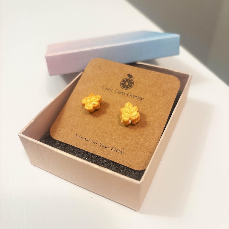 Maple leaf cream cookie earrings | Canadian Cookies | Stud Earrings