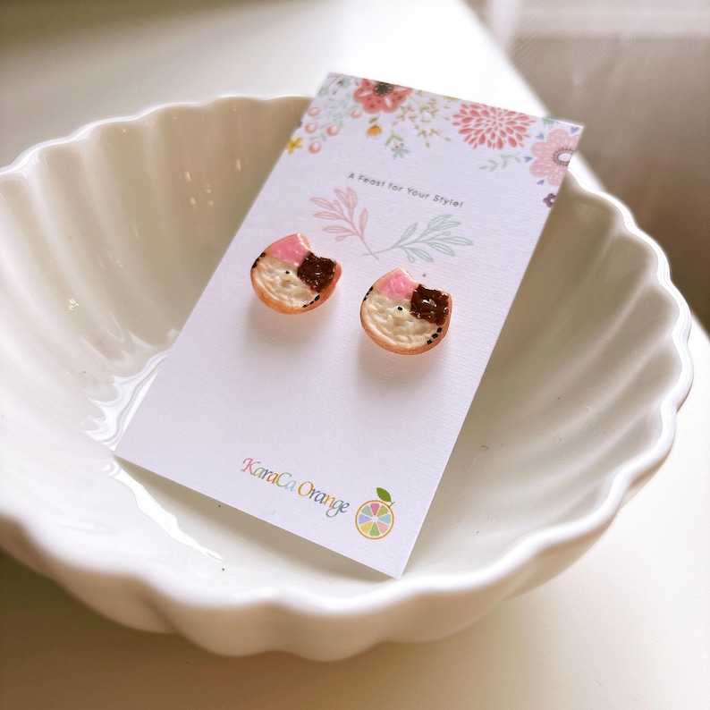 Cat Toast Stud Earrings: Handmade Clay Cat Jewelry