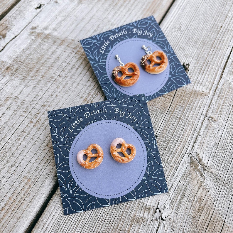 Handmade Pretzel Earrings: Food Jewelry, Dessert Earrings