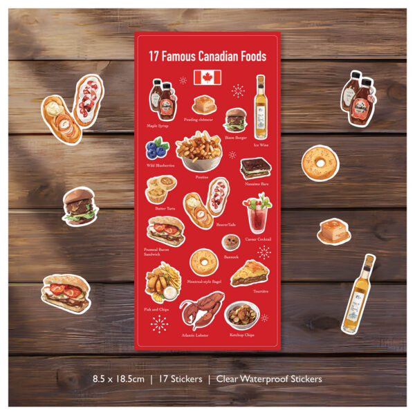 17 Famous Canadian Food | Clear sticker sheet