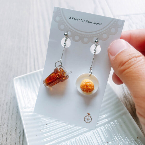Hong Kong style earrings | Pineapple bun and Lemon tea earrings - Image 2