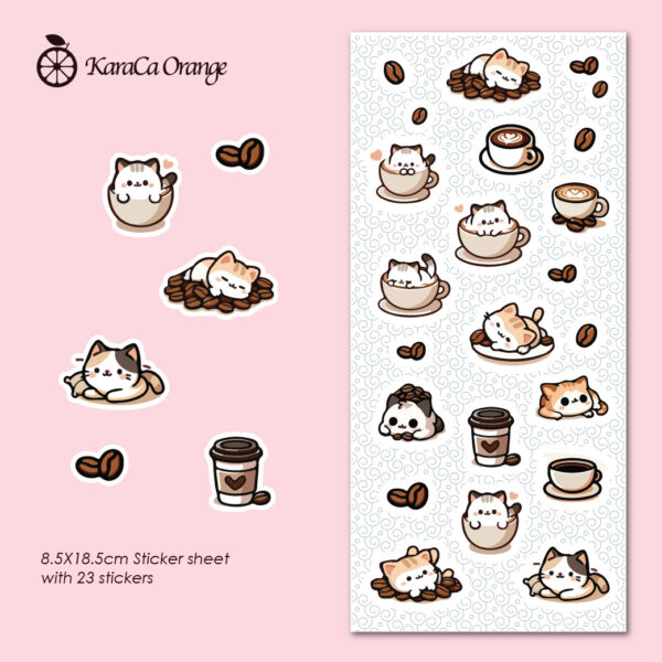 Cat and Coffee sticker sheet